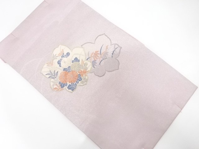 未使用品　草花模様織り出し　名古屋帯